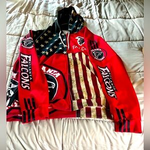 Mens stylish Atlanta Falcons zip jacket w/ hood; Sz 3XL